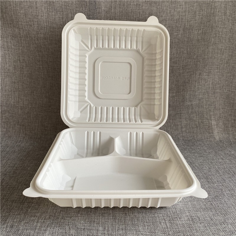 Disposable 8 inch 3 Compartments Take Away Food Box Custom Printed  Disposable-Buy cornstarch clamshell ,corn starch food container,cornstarch  fast food box,take away box,disposable box on Food Packagi